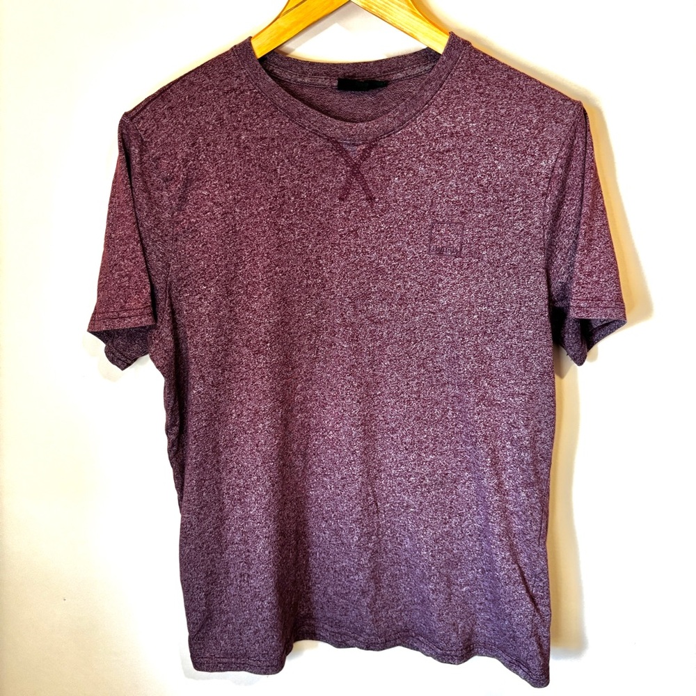 Bench Men’s Burgundy/Wine Crew Neck Tee Cotton Blend with Logo